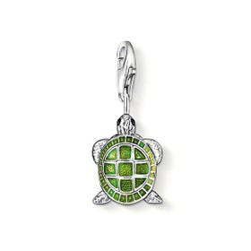 Silver Green Enamel Turtle Charm