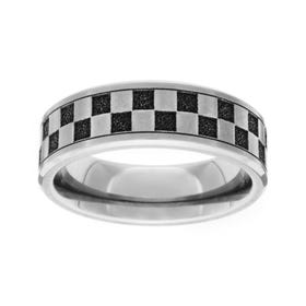Titanium Brushed Checkers 7mm Ring