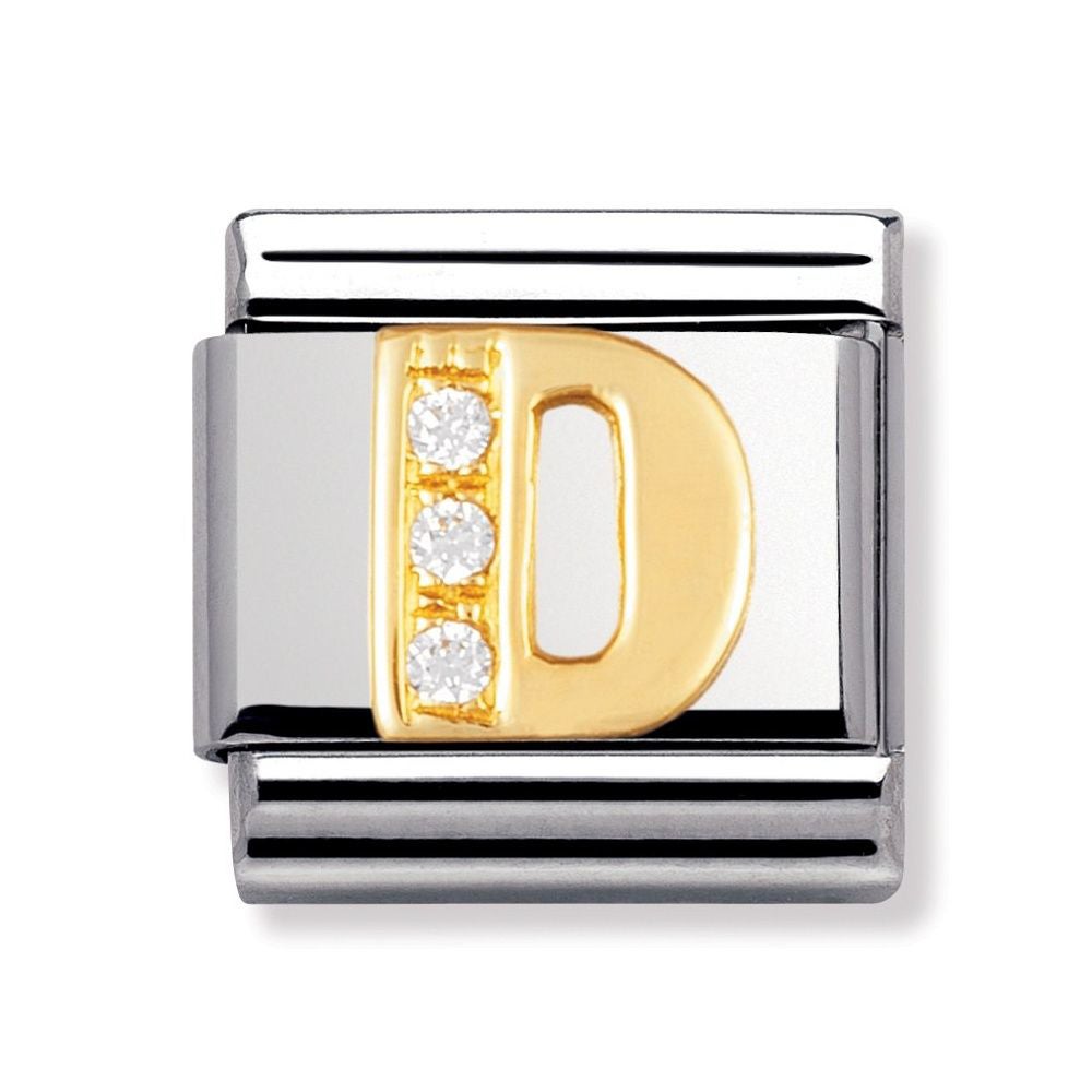 Nomination Classic Gold & CZ Letter D Charm