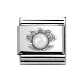 Classic Silver Pearl in Shell Charm