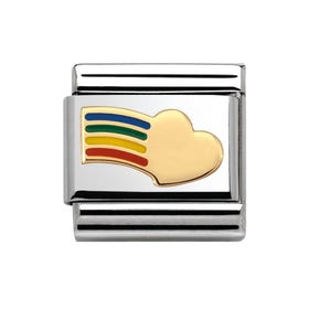 Classic Gold Rainbow Heart Charm