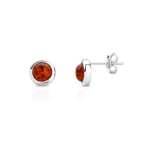 Christa Silver Circle Amber Stud Earrings