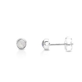 Stones Silver Small Round Moonstone Stud Earrings
