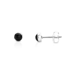 Christa Silver Small Round Onyx Stud Earrings