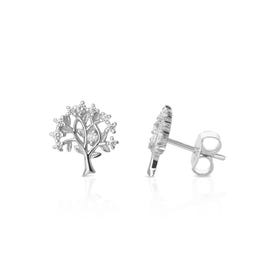 Symbols Silver Tree of Life CZ Stud Earrings