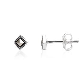 Savitri Silver Marcasite Cube Earrings