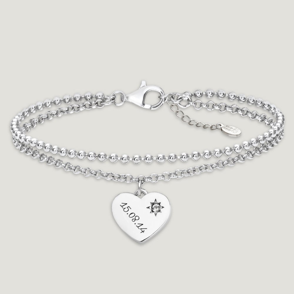 John Greed CANDY Love Silver & White Topaz Heart Bracelet