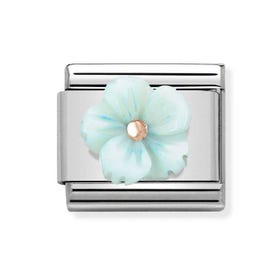 Classic Rose Gold Turquoise Flower Charm