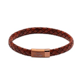Lido Cognac Leather Bracelet with Brown Magnetic Steel Clasp