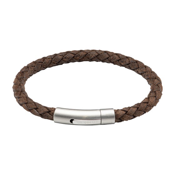 Coconut Leather Bracelet with Matte & Polished Steel Clasp