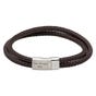 Dark Brown Double Leather Bracelet with Steel Magnetic Clasp