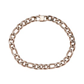 Stainless Steel 7mm Figaro Bracelet with Polished Rose Plating