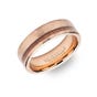 Tungsten Carbide Hammered Rose Plated 7mm Ring with Wood Inlay