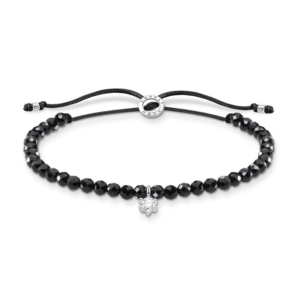 THOMAS SABO Silver & CZ Black Beaded Bracelet
