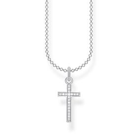 Silver Pave Cross Necklace