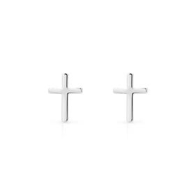 Signature Silver Plain Cross Stud Earrings