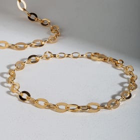 CANDY Cane Gold Plated Silver Flattened Oval Belcher Bracelet