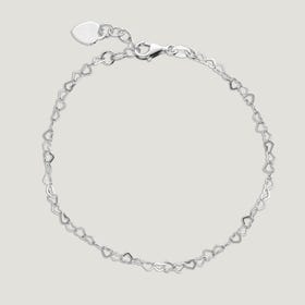 Love Silver Small Linked Heart Anklet