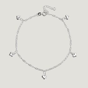Love Silver Puffed Heart Anklet