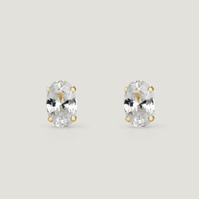 9ct Gold Small Oval CZ Stud Earrings