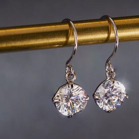 CANDY 9ct White Gold 5mm CZ Drop Earrings