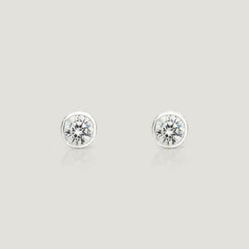 CANDY Cane Silver Rubover 4mm CZ Stud Earrings