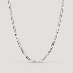 Cane Silver Light Figaro Chain Necklace