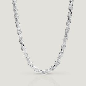 CANDY Cane Silver Diamond-Cut Rope Chain Necklace