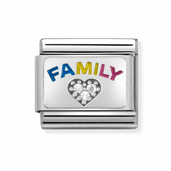 Classic Silver Family with CZ Heart Charm