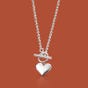 Muse Silver Heart Ball Chain T-Bar Necklace