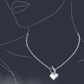 Muse Silver Heart Ball Chain T-Bar Necklace