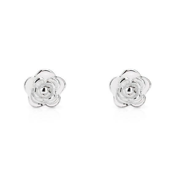 Children's Silver Small Rose Stud Earrings