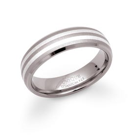 Titanium 6mm Ring with Sterling Silver Strips TR-9