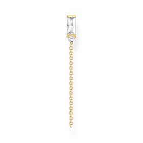 Gold Plated Baguette Stone Chain Single Earring