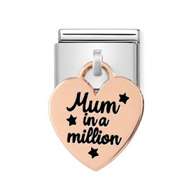 Classic Rose Gold Mum in a Million Heart Pendant Charm