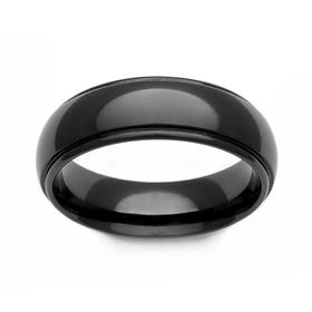 Black Zirconium Domed Polished 7mm Ring
