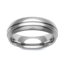 Titanium Domed Double Stripe 7mm Ring