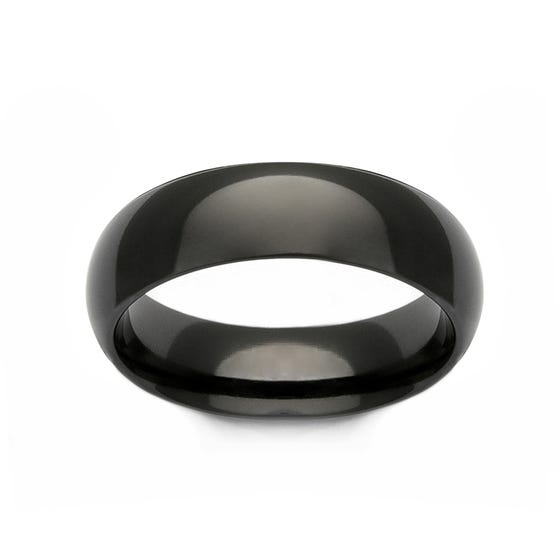 Black Zirconium Polished Curved 7mm Ring - Sample