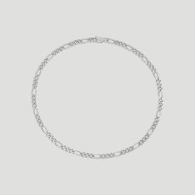 CANDY Cane Silver Figaro Chain Anklet