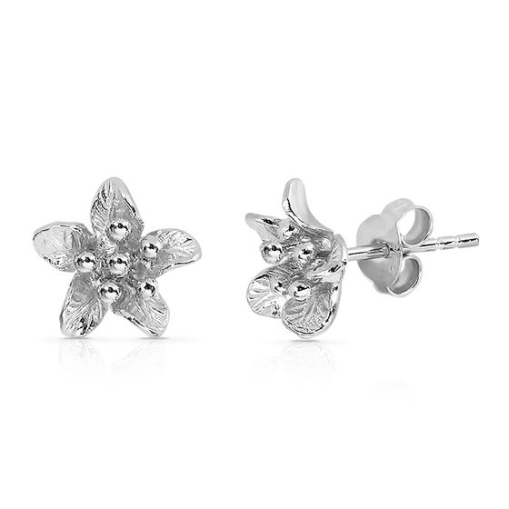 Serre Silver Textured Flower Stud Earrings