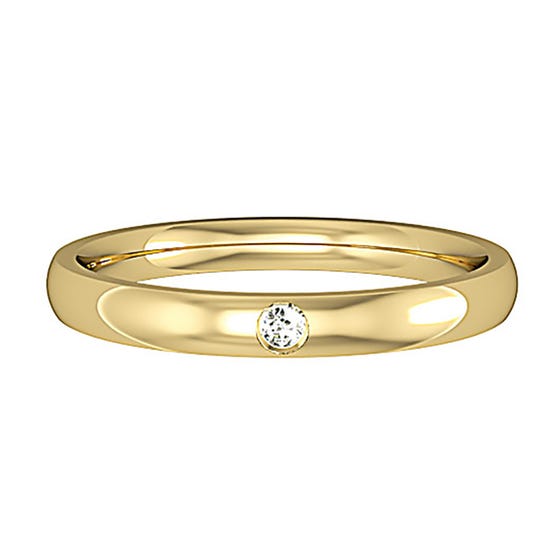 9ct Gold Diamond Court Wedding 2.5mm Ring