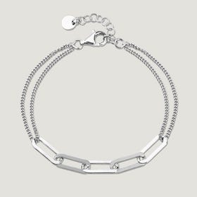 CANDY Cane Silver Chain Link & Double Trace Chain Bracelet