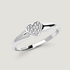 Love Silver Pave CZ Heart Ring