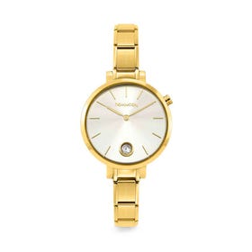 Classic Time Paris Gold Plated Silver Sunray & CZ Dial Watch