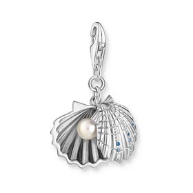 Silver & Pearl Scallop Shell Charm