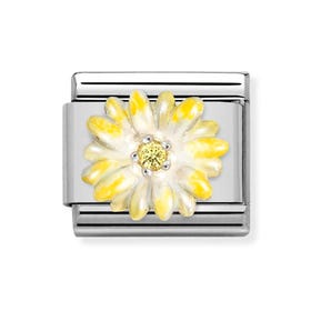 Classic Silver Yellow Flower with Yellow CZ Charm