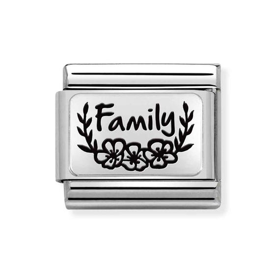 Classic Silver Family with Flowers Charm