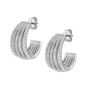 Lovelight Silver CZ Oval Hoop Earrings