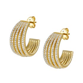 Lovelight Gold Plated CZ Oval Hoop Earrings