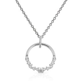 Silver Zirconia Open Circle Necklace